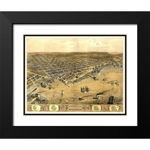 Muskegon Michigan - Ruger 1868 Black Modern Wood Framed Art Print with Double Matting by Ruger
