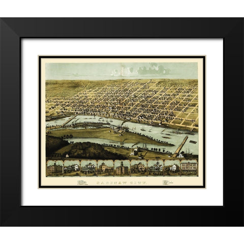 Saginaw Michigan - Ruger 1867 Black Modern Wood Framed Art Print with Double Matting by Ruger