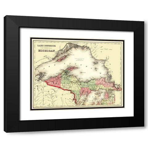 Lake Superior, North Michigan - Gray 1873 Black Modern Wood Framed Art Print with Double Matting by Gray