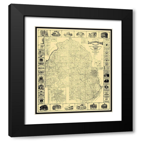 Hennepin Minnesota Landowner - Wright 1874 Black Modern Wood Framed Art Print with Double Matting by Wright