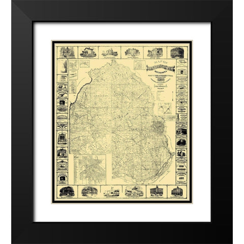 Hennepin Minnesota Landowner - Wright 1874 Black Modern Wood Framed Art Print with Double Matting by Wright