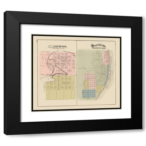 Lanesboro, Brownsville Minnesota - Andreas 1874 Black Modern Wood Framed Art Print with Double Matting by Andreas