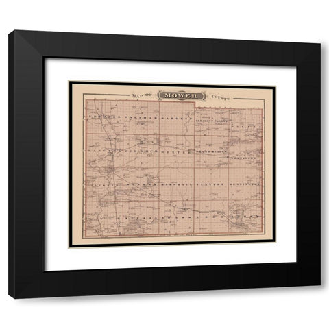 Mower Minnesota Landowner - Andreas 1874 Black Modern Wood Framed Art Print with Double Matting by Andreas