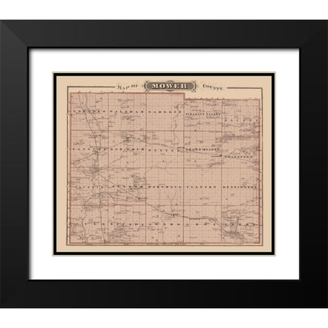 Mower Minnesota Landowner - Andreas 1874 Black Modern Wood Framed Art Print with Double Matting by Andreas