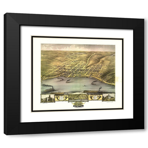 Stillwater Minnesota - Ruger 1870 Black Modern Wood Framed Art Print with Double Matting by Ruger