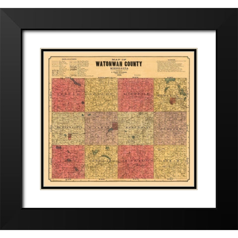 Watonwan County Minnesota - Peterson 1898 Black Modern Wood Framed Art Print with Double Matting by Peterson