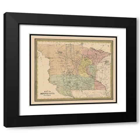 Minnesota - Coperthwait 1852 Black Modern Wood Framed Art Print with Double Matting by Cowperthwait