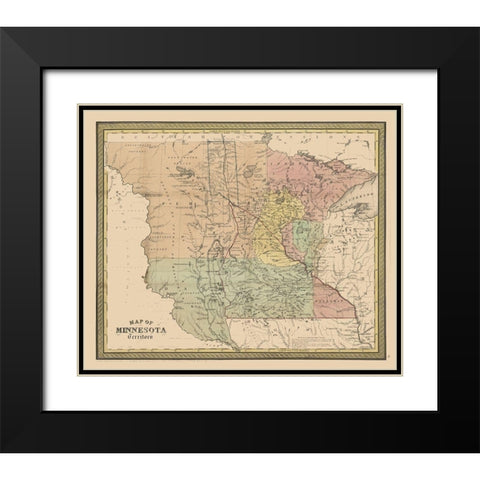 Minnesota - Coperthwait 1852 Black Modern Wood Framed Art Print with Double Matting by Cowperthwait