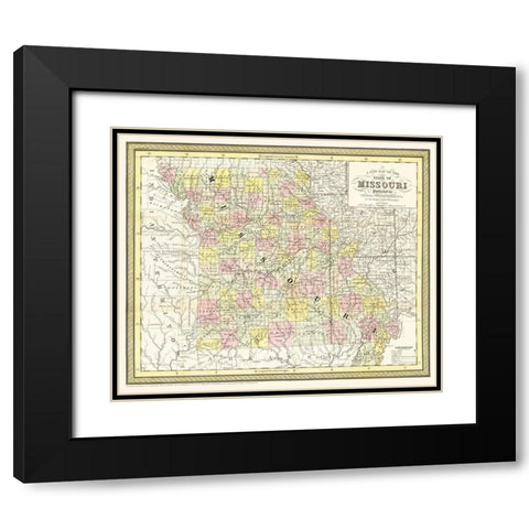 Missouri - Cowperthwait 1850 Black Modern Wood Framed Art Print with Double Matting by Cowperthwait