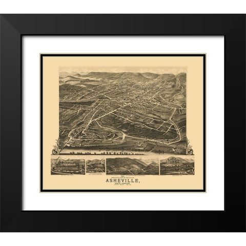 Asheville North Carolina - Ruger 1891 Black Modern Wood Framed Art Print with Double Matting by Ruger