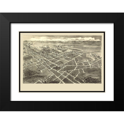 Hickory North Carolina - Downs 1907 Black Modern Wood Framed Art Print with Double Matting by Downs