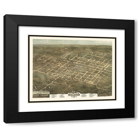 Raleigh North Carolina - Drie 1872 Black Modern Wood Framed Art Print with Double Matting by Drie