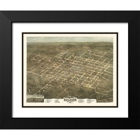 Raleigh North Carolina - Drie 1872 Black Modern Wood Framed Art Print with Double Matting by Drie