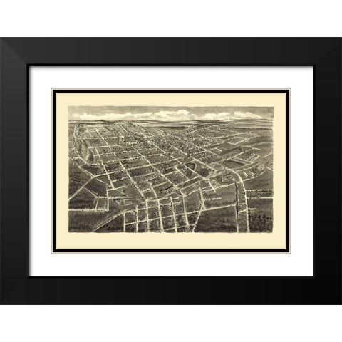 Statesville North Carolina - Downs 1907 Black Modern Wood Framed Art Print with Double Matting by Downs