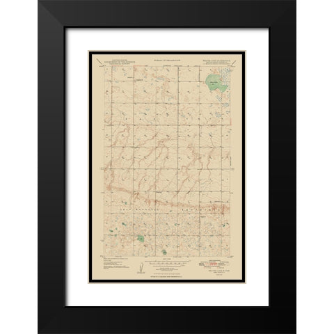Beaver Lake North Dakota Quad - USGS 1948 Black Modern Wood Framed Art Print with Double Matting by USGS