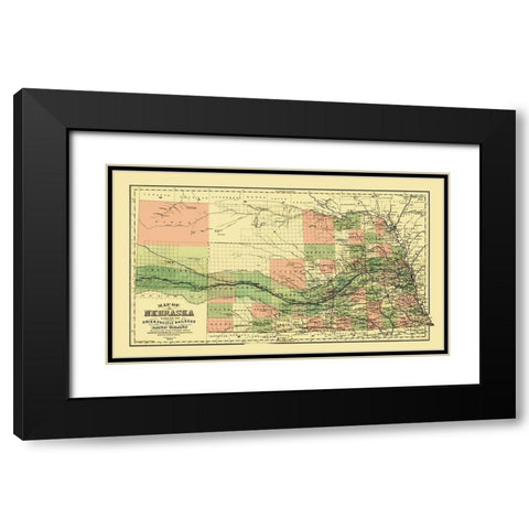Union Pacific Railroad Land Grant - Page 1880 Black Modern Wood Framed Art Print with Double Matting by Page