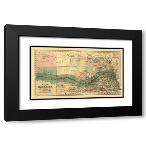 Nebraska - Page 1880 Black Modern Wood Framed Art Print with Double Matting by Page