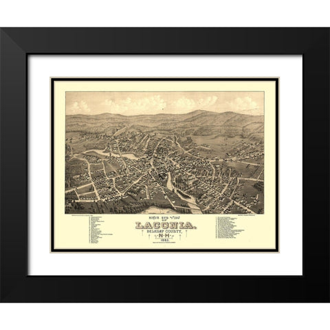 Laconia New Hampshire - Poole 1883 Black Modern Wood Framed Art Print with Double Matting by Poole