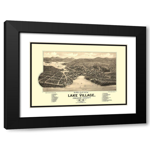 Lake Village New Hampshire - Poole 1883 Black Modern Wood Framed Art Print with Double Matting by Poole
