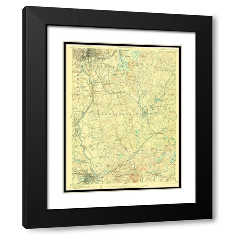 Manchester New Hampshire Quad - USGS 1905 Black Modern Wood Framed Art Print with Double Matting by USGS