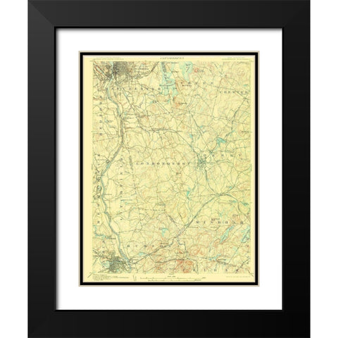 Manchester New Hampshire Quad - USGS 1905 Black Modern Wood Framed Art Print with Double Matting by USGS