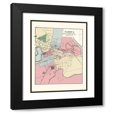 Nashua New Hampshire - Hitchcock 1877 Black Modern Wood Framed Art Print with Double Matting by Hitchcock