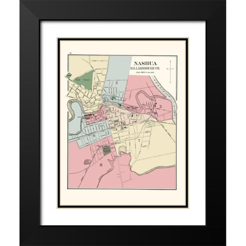 Nashua New Hampshire - Hitchcock 1877 Black Modern Wood Framed Art Print with Double Matting by Hitchcock