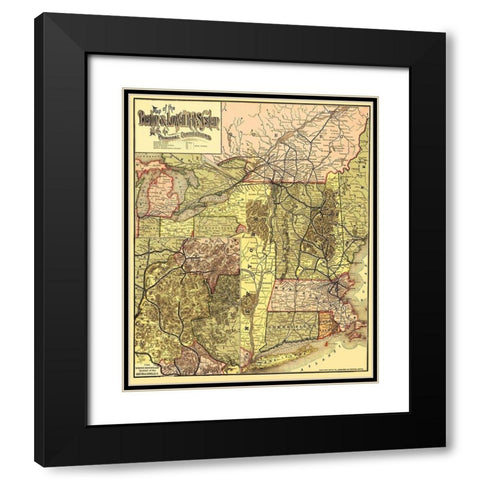 Boston and Lowell Railroad System - Avery 1886 Black Modern Wood Framed Art Print with Double Matting by Avery