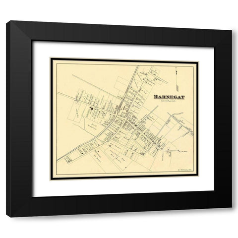 Barnegat New Jersey Landowner - Woolman 1878 Black Modern Wood Framed Art Print with Double Matting by Woolman