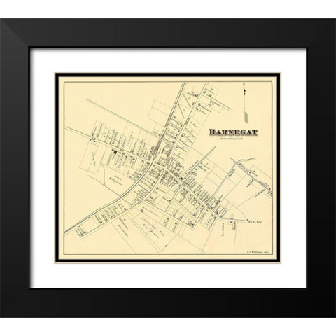 Barnegat New Jersey Landowner - Woolman 1878 Black Modern Wood Framed Art Print with Double Matting by Woolman