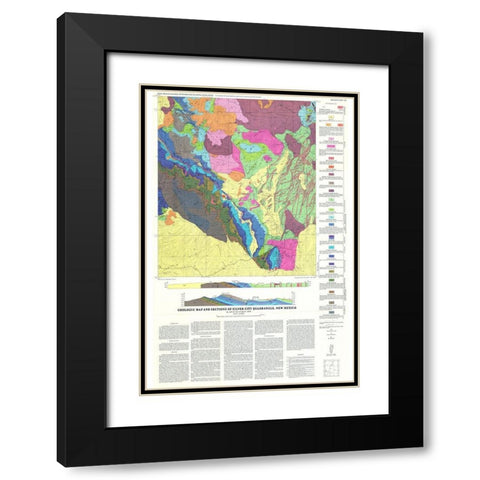 Silver City Quad New Mexico Mines - Cunningham Black Modern Wood Framed Art Print with Double Matting by Cunningham