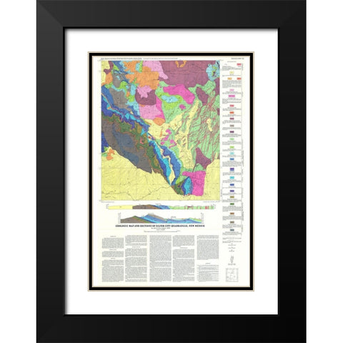 Silver City Quad New Mexico Mines - Cunningham Black Modern Wood Framed Art Print with Double Matting by Cunningham