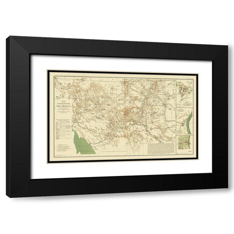 New Mexico Military Department - Carleton 1864 Black Modern Wood Framed Art Print with Double Matting by Carleton