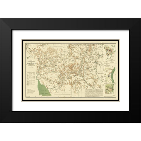 New Mexico Military Department - Carleton 1864 Black Modern Wood Framed Art Print with Double Matting by Carleton