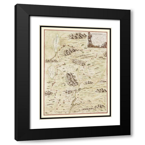 New Mexico Route with Indian Villages, Missions Black Modern Wood Framed Art Print with Double Matting by Escalante