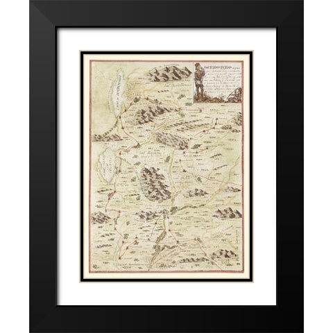 New Mexico Route with Indian Villages, Missions Black Modern Wood Framed Art Print with Double Matting by Escalante
