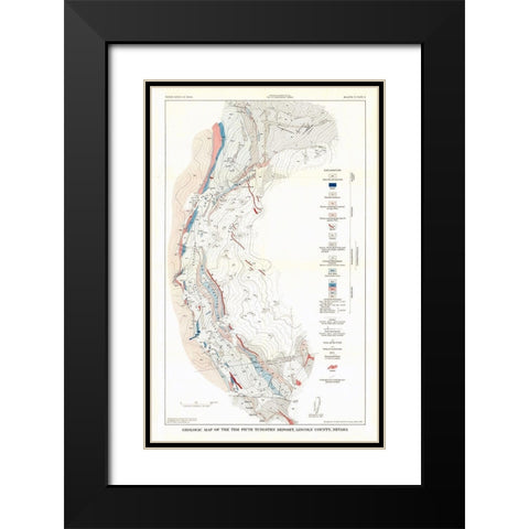 Lincoln County Tungsten Nevada Mines - USGS 1942 Black Modern Wood Framed Art Print with Double Matting by USGS