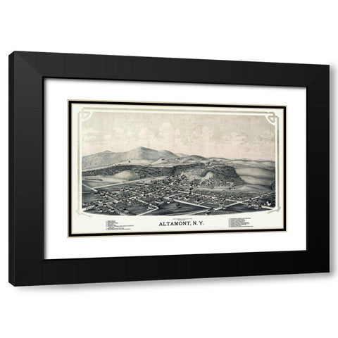 Altamont New York - Burleigh 1889 Black Modern Wood Framed Art Print with Double Matting by Burleigh