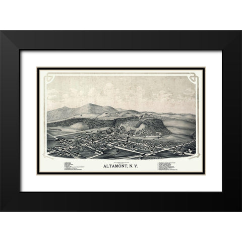 Altamont New York - Burleigh 1889 Black Modern Wood Framed Art Print with Double Matting by Burleigh