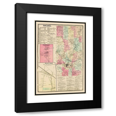 Arcadia New York Landowner - Beers 1874 Black Modern Wood Framed Art Print with Double Matting by Beers