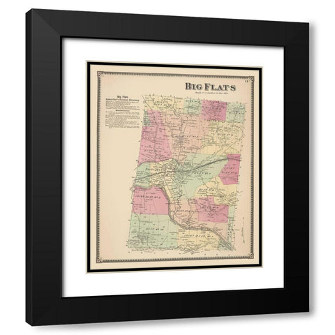 Big Flats New York Landowner - Beers 1869 Black Modern Wood Framed Art Print with Double Matting by Beers