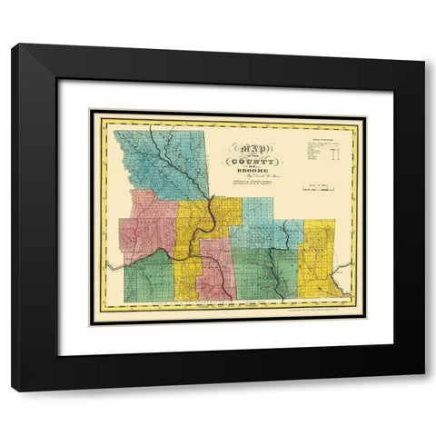 Broome New York Landowner - Burr 1829 Black Modern Wood Framed Art Print with Double Matting by Burr