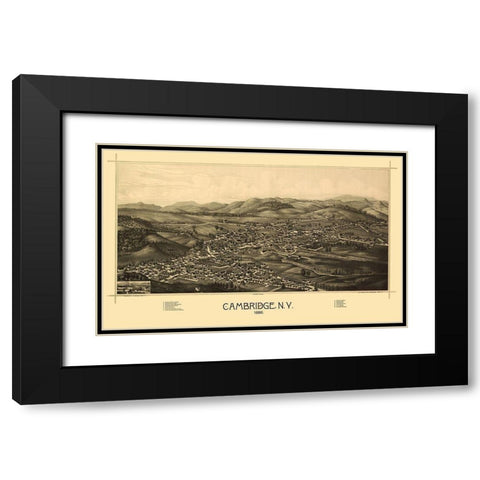 Cambridge New York - Burleigh 1886 Black Modern Wood Framed Art Print with Double Matting by Burleigh