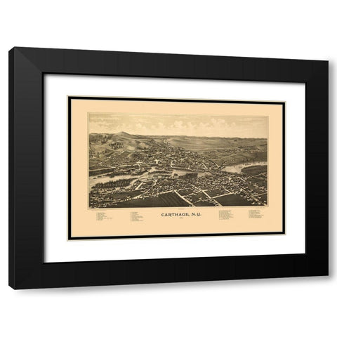 Carthage New York - Burleigh 1888 Black Modern Wood Framed Art Print with Double Matting by Burleigh