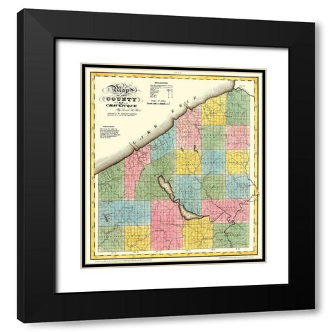 Chautauque New York - Burr 1829 Black Modern Wood Framed Art Print with Double Matting by Burr