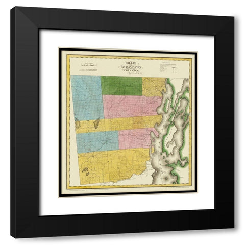 Clinton New York Landowner - Burr 1829 Black Modern Wood Framed Art Print with Double Matting by Burr