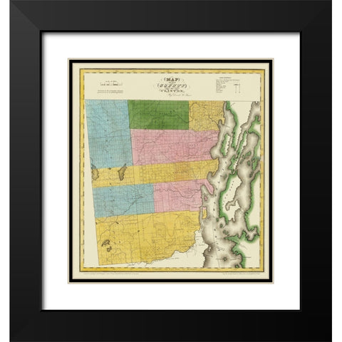 Clinton New York Landowner - Burr 1829 Black Modern Wood Framed Art Print with Double Matting by Burr