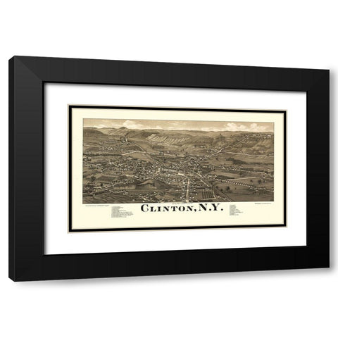 Clinton New York - Burleigh 1885 Black Modern Wood Framed Art Print with Double Matting by Burleigh