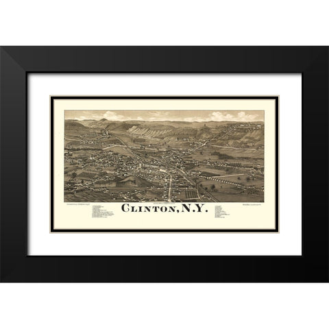 Clinton New York - Burleigh 1885 Black Modern Wood Framed Art Print with Double Matting by Burleigh