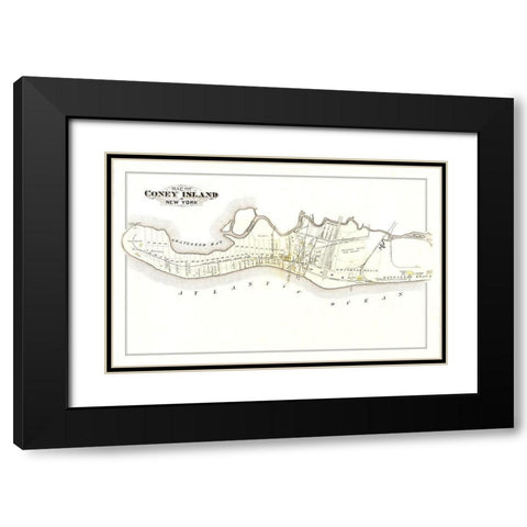 Coney Island New York Landowner - Edsall 1880 Black Modern Wood Framed Art Print with Double Matting by Edsall